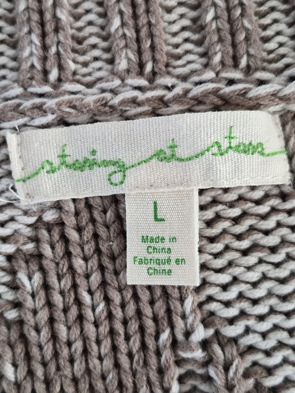 Staring At Stars Ribbed Drape Front Cardigan Sweater Beige Brown Size L - Picture 7 of 10